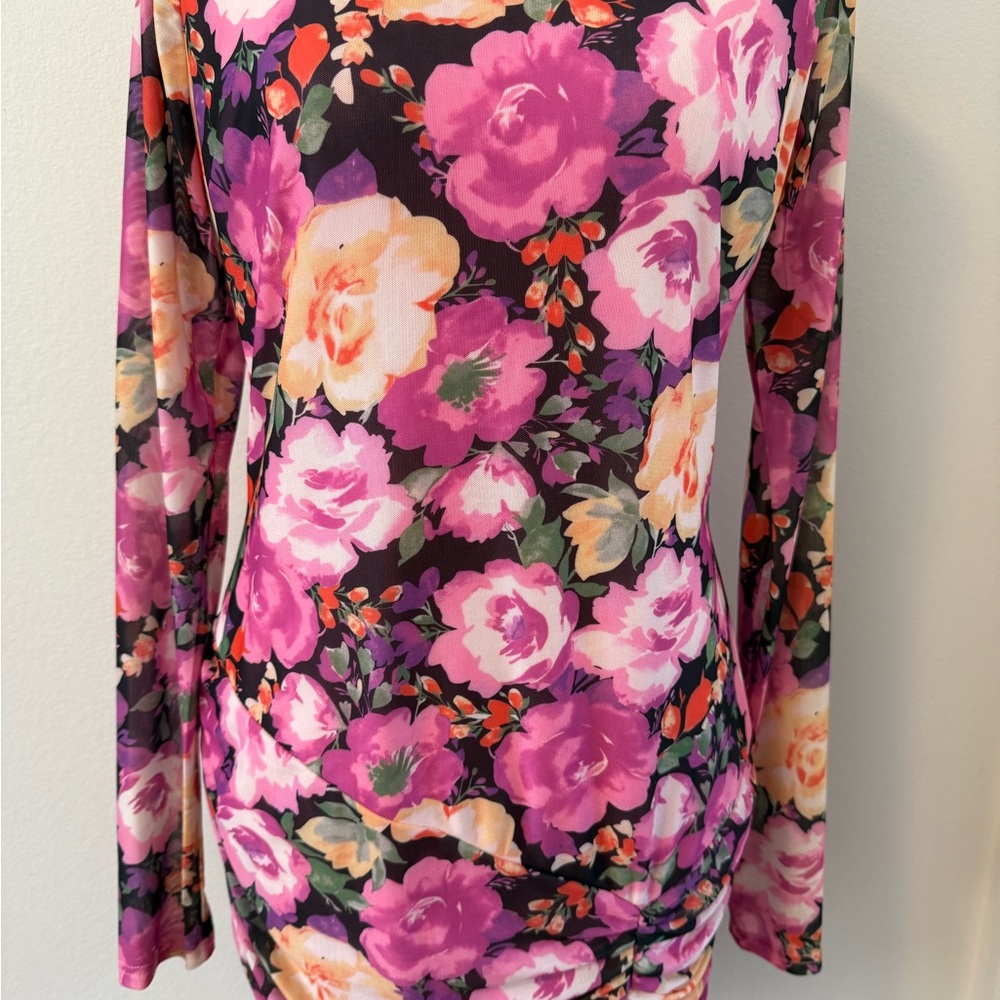 Lulu's Pink Floral Long Sleeve Top - Picture 2 of 5